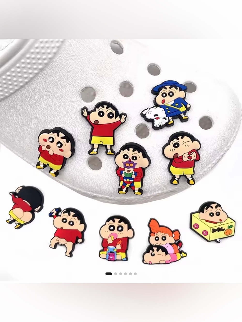 Crayon shichan Cute Cartoon Shoe Charms - Yellow & Red Kids Toy Accessories